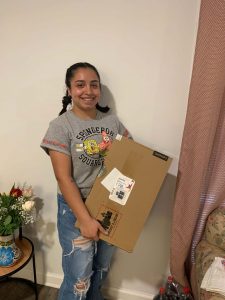 happy girl with laptop